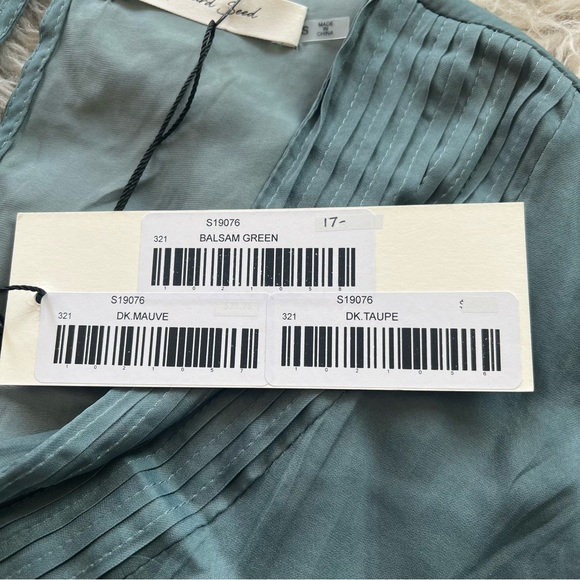 NWT Mustard Seed 'Balsam Green' pleated 3/4 sleeve flowy dress size S - Picture 7 of 7